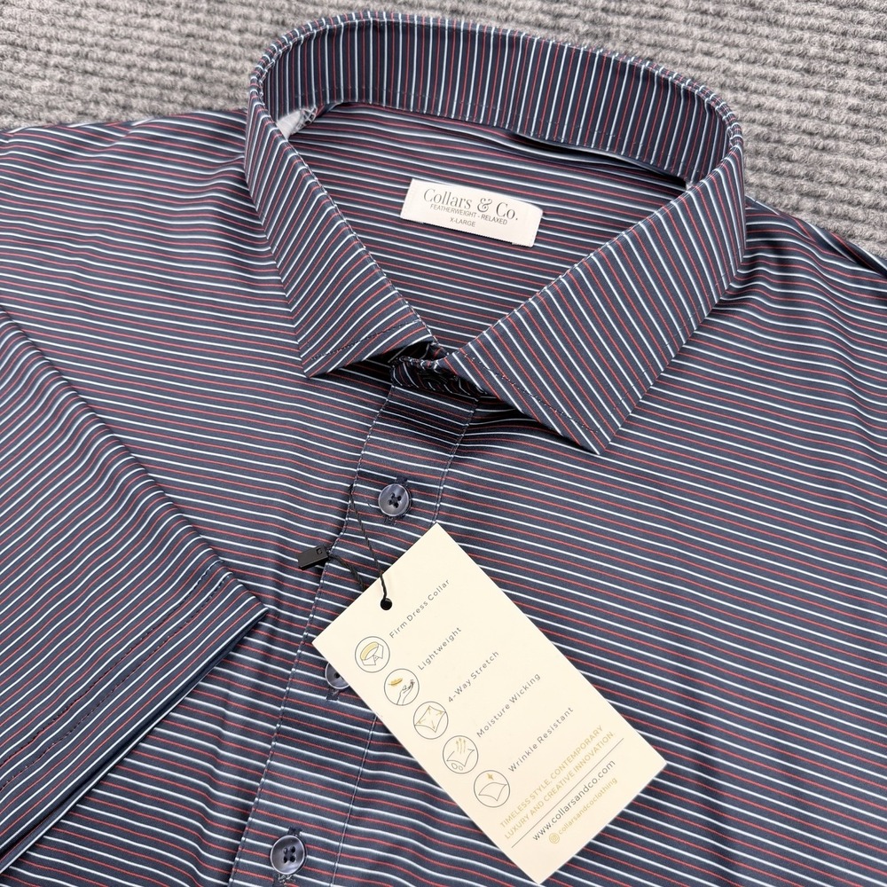 Collars and Co Featherweight Relaxed Collar Polo Shirt Mens XL Striped NWT